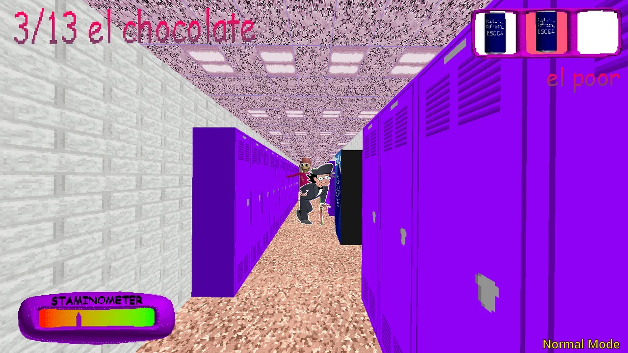 Locker corridor reference; repeated scenery can make orientation harder.