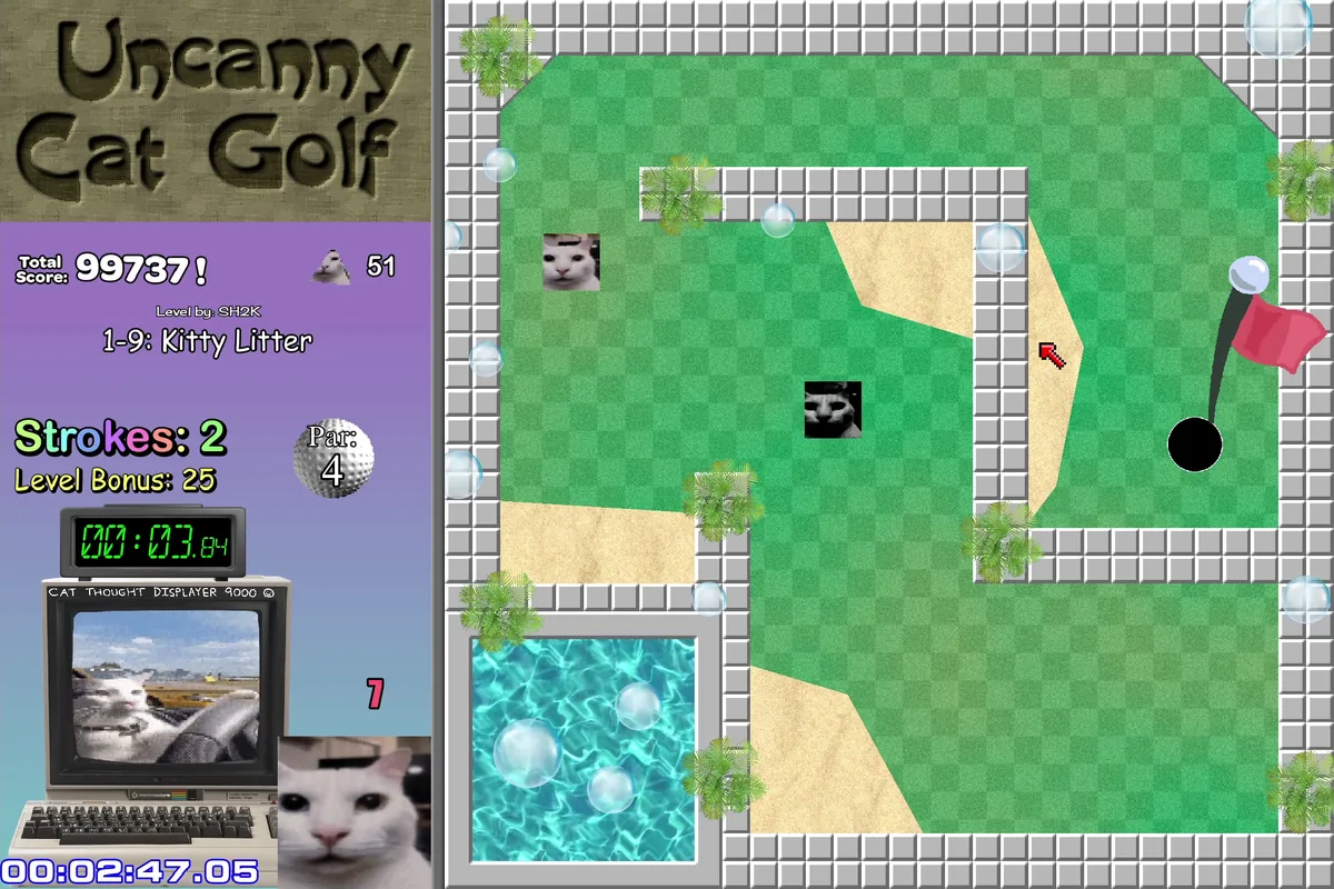 Uncanny Cat Golf let a wall guide the cat home course image