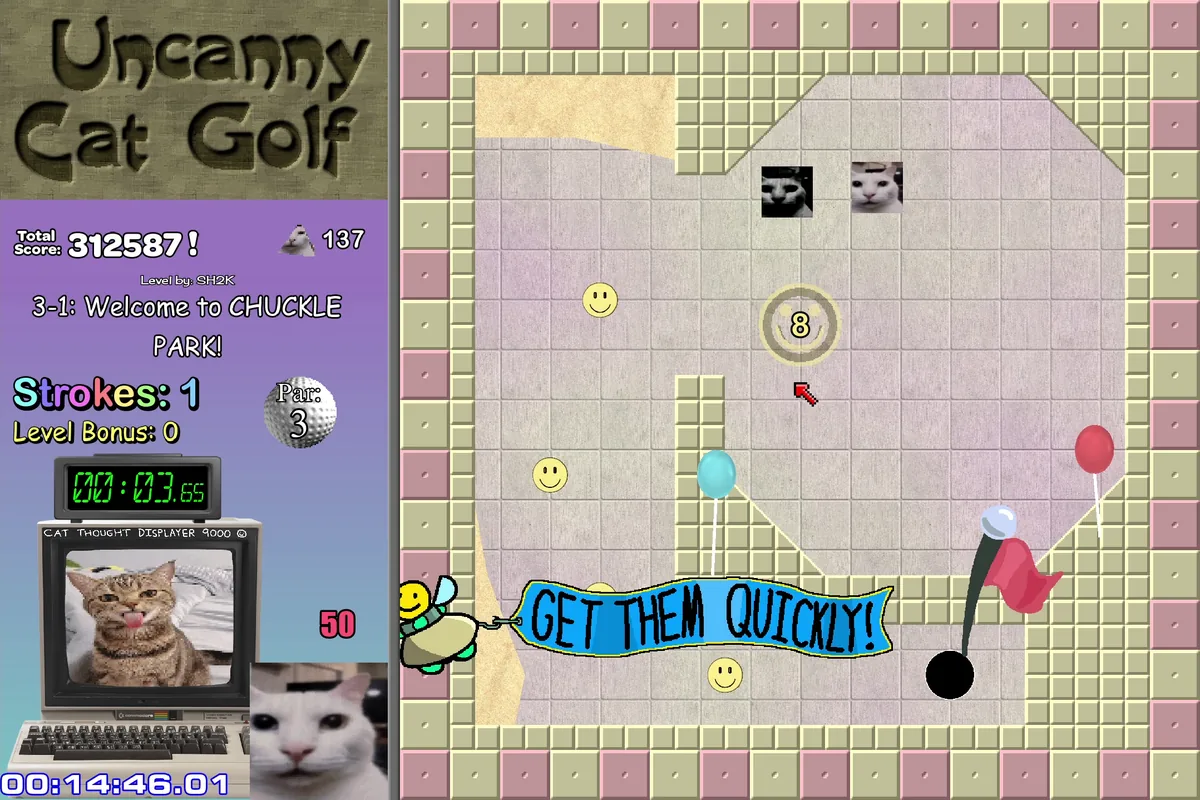 Uncanny Cat Golf keep distance from expensive hazards course image